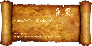 Hanák Rudolf névjegykártya